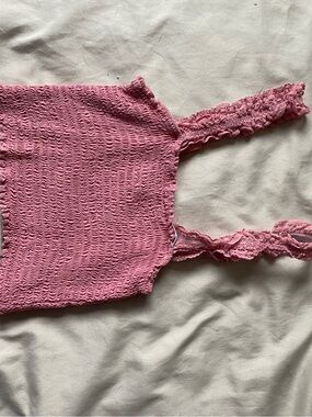 Kendall & Kylie Pink Smocked Crop Top